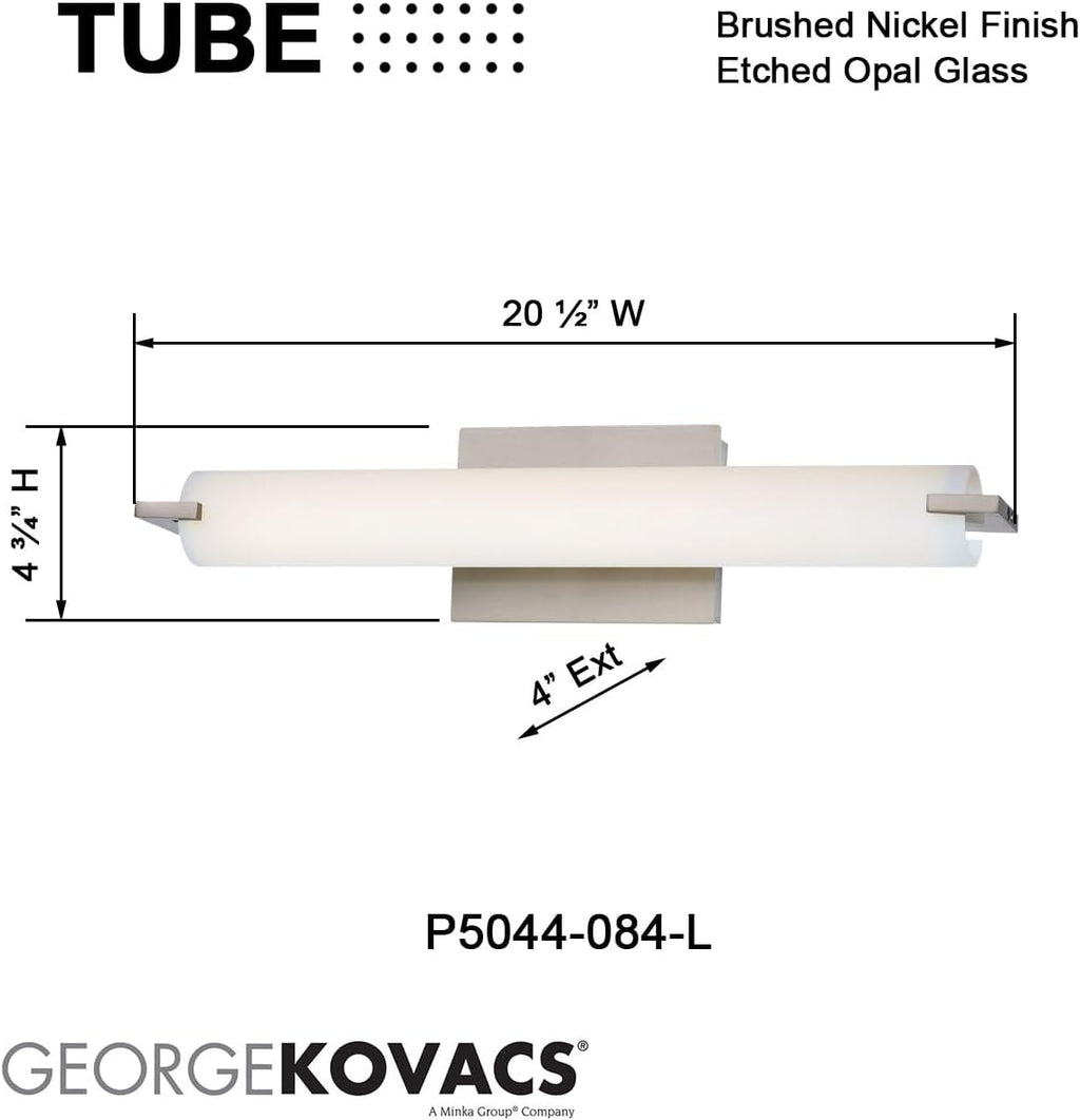 GEORGE KOVACS P5044-37B-L Tube LED Vanity Bath Light, 1-Light, 20 Total Watts, 4.75-in H x 20.5-in W, Dark Restoration Bronze