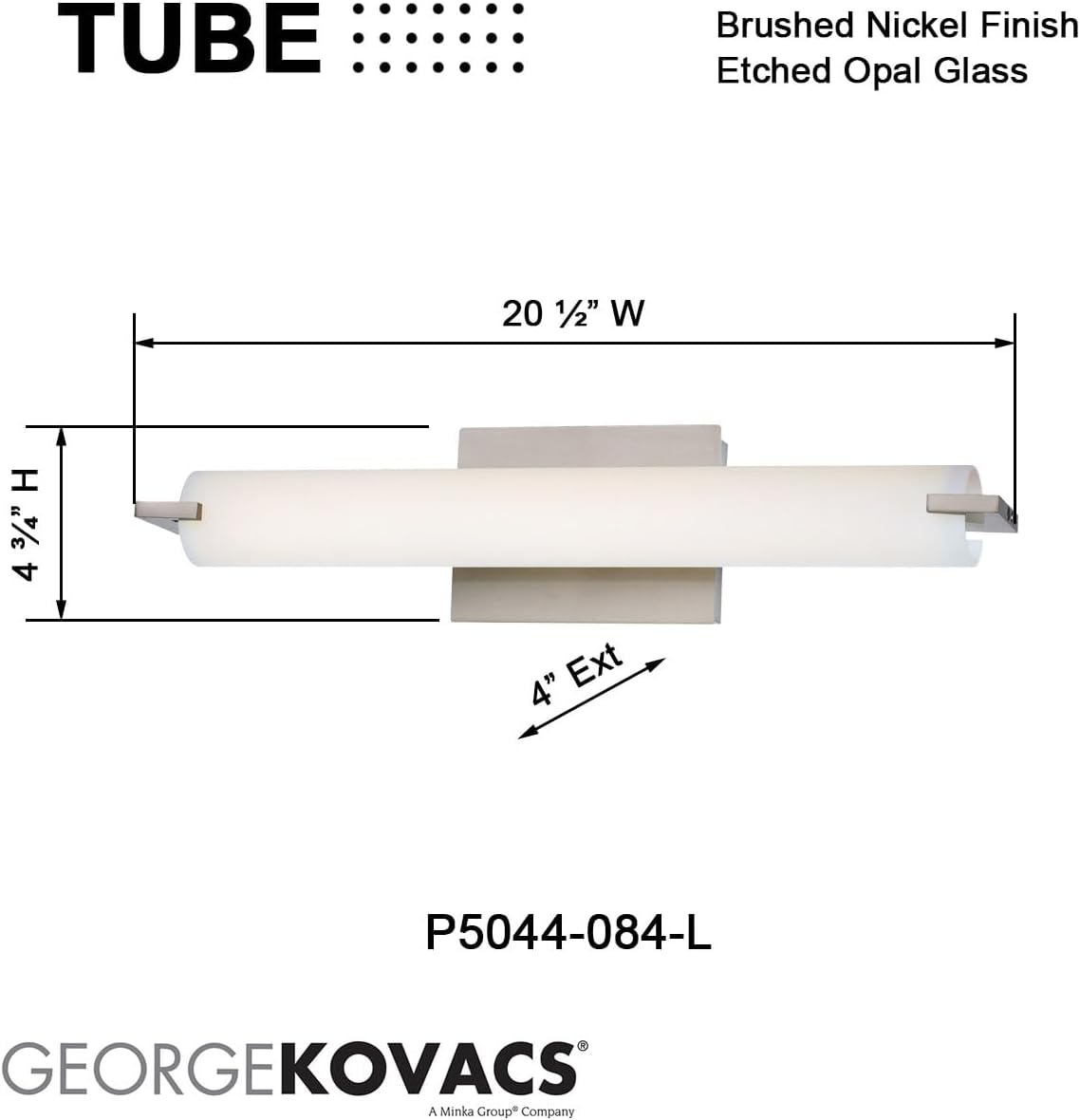 GEORGE KOVACS P5044-37B-L Tube LED Vanity Bath Light, 1-Light, 20 Total Watts, 4.75-in H x 20.5-in W, Dark Restoration Bronze