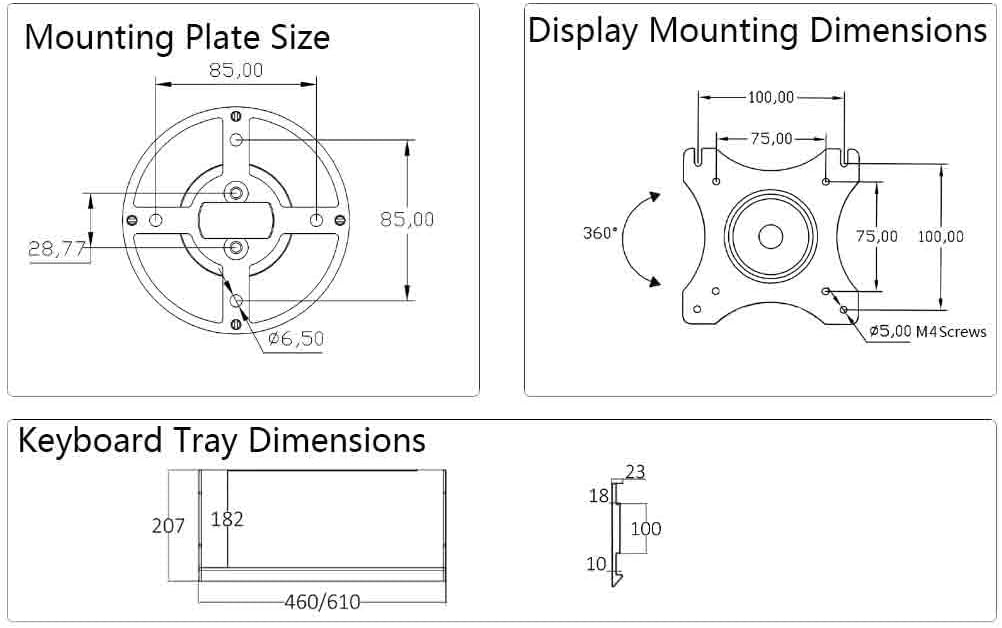 Office Desk Accessories Dual Arm Clamping Table Monitor Stand with Engineering Tray Suitable for 15-32 Inches Monitor Mount