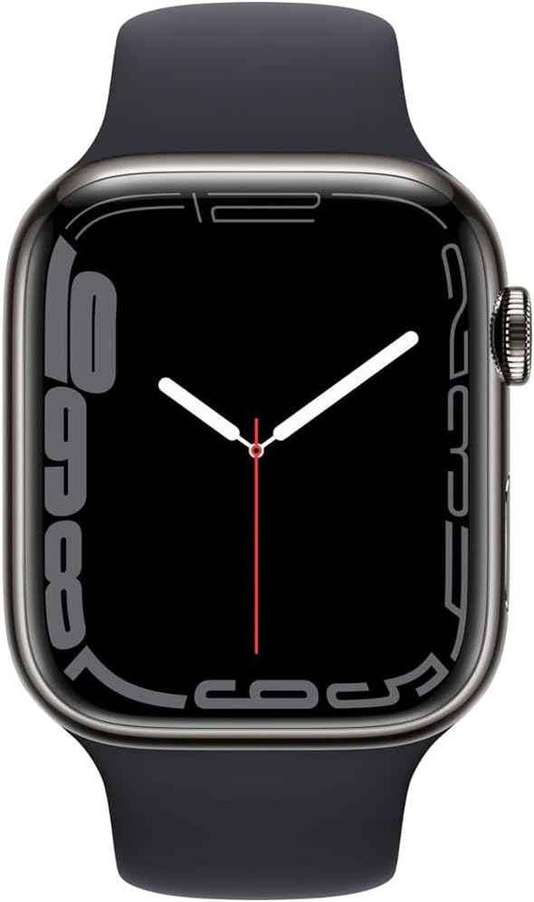 Apple Watch Series 7 [GPS + Cellular 41mm] Graphite Stainless Steel Case with Midnight Sport Band (Renewed)
