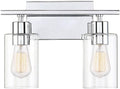 Savoy House 8-2149-2-11 Lambert Modern Clear Glass Bathroom Vanity Wall Light, 2-Light 120 Total Watts, 10' H x 13' W, Polished Chrome