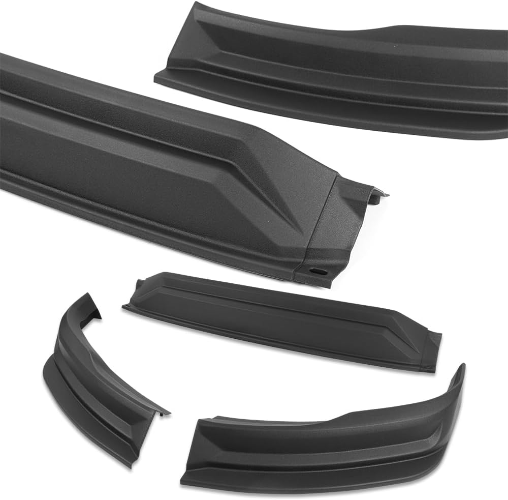 Stay-Tuned, Unpainted Black ABS Plastic Front Bumper Lip Spoiler Body Kit, Fit for 2019-2024 Dodge Ram 1500, Auto Exterior Accessory, 3PC (Without Light)