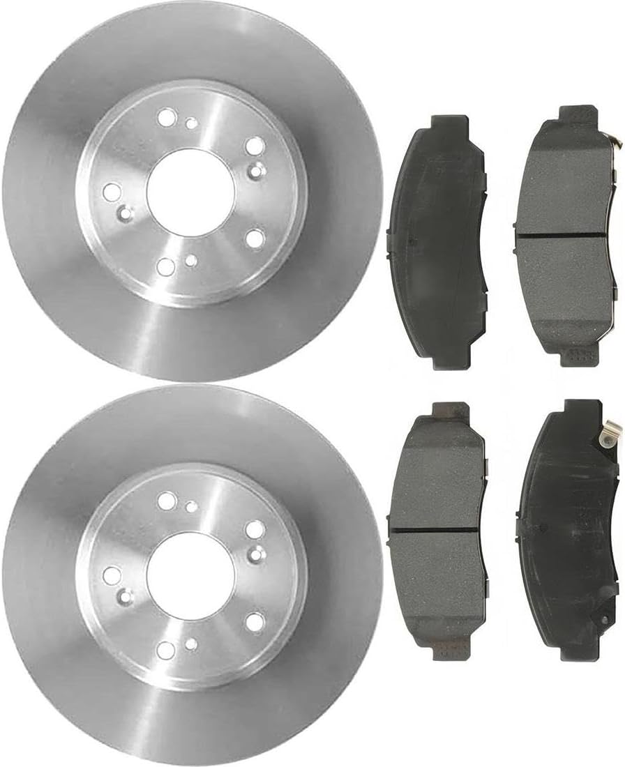 Ceramic Brake Pads w/Vented Rotors 11.09inch (281.6mm) for Honda Civic 1.8L 2006 2007 2008 2009 2010 2011, for Acura CSX 2.0L 2006 2007 2008 2009 2010 2011 6Pcs Front Replacement Brakes Kit
