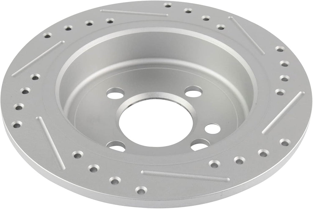 TRQ Performance Front and Rear Brake Rotor Set G Coated Drilled and Slotted Compatible with 2007-2015 Mini Cooper