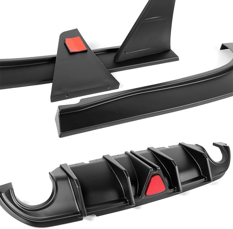 Stay-Tuned Rear Bumper Diffuser Spoiler Lip W/LED Brake Light Compatible with Infiniti Q50 2014 2015 2016 2017, Auto Body Kit Replacement Parts, Car Mods Exterior Accessories (Red Lens Brake Light)