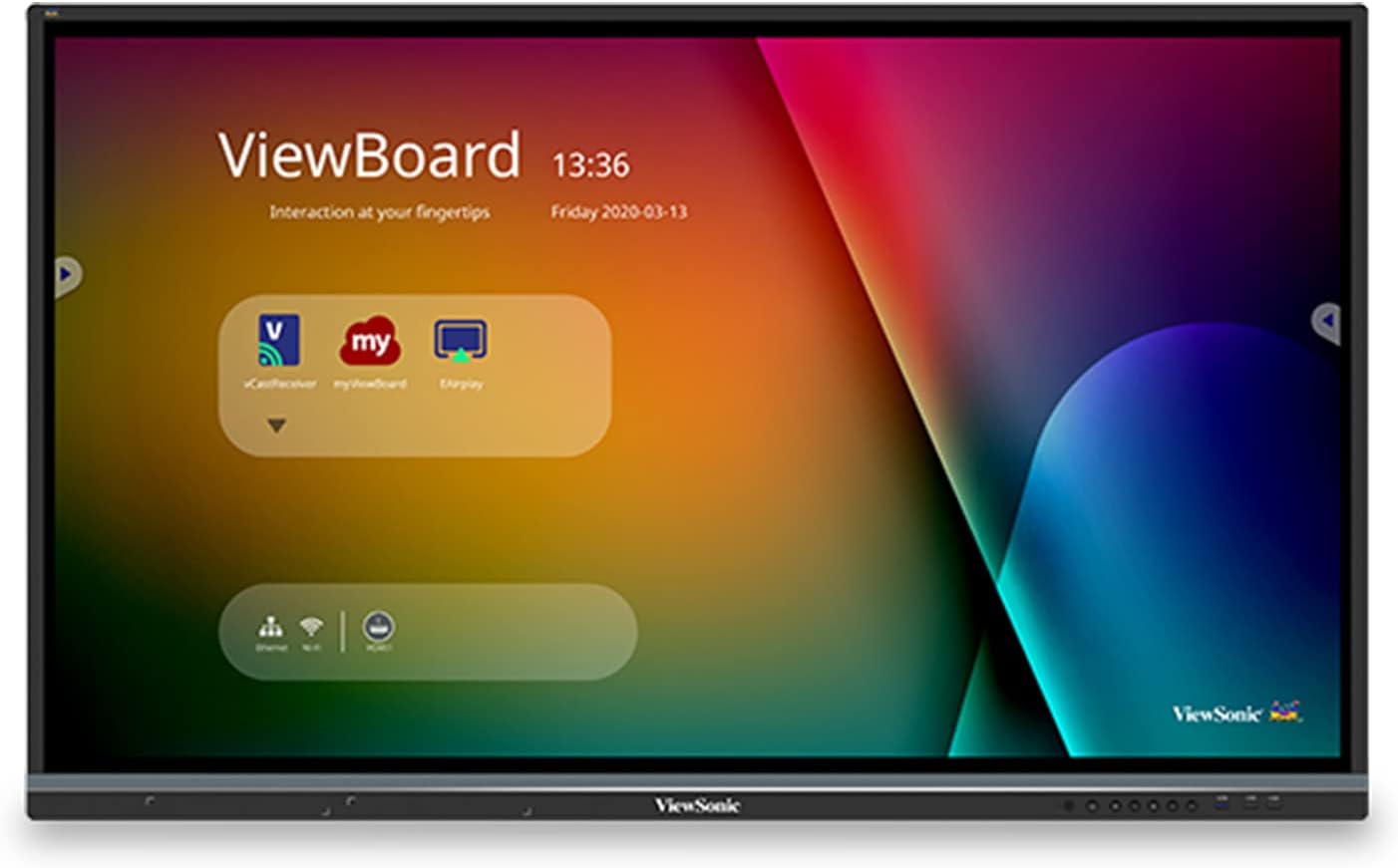 ViewSonic IFP6550 65 Inch ViewBoard 4K Interactive Flat Panel Display with 40-Point Touch, Integrated Microphone and HDMI, VGA, RJ45