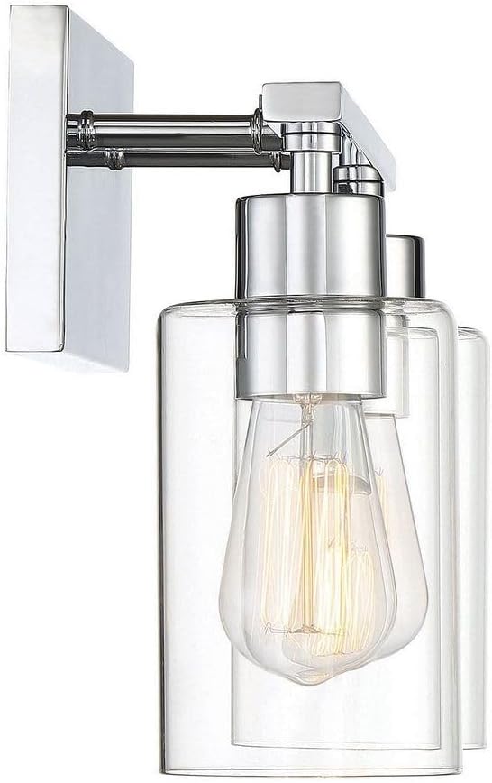 Savoy House 8-2149-2-11 Lambert Modern Clear Glass Bathroom Vanity Wall Light, 2-Light 120 Total Watts, 10' H x 13' W, Polished Chrome