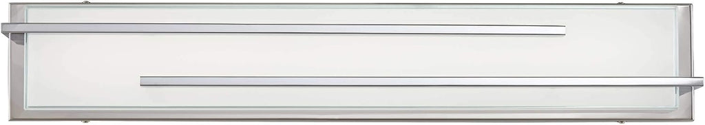 Possini Euro Design Jada Modern Wall Mount Light LED Chrome Silver Hardwired 26 1/4' Wide Light Bar Fixture Rectangular White Glass Shade for Bathroom Vanity Mirror House Home Room Decor