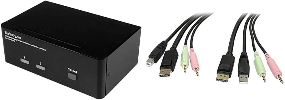 StarTech.com 2-Port DisplayPort KVM Switch & 4 in 1 DisplayPort KVM Switch Cable