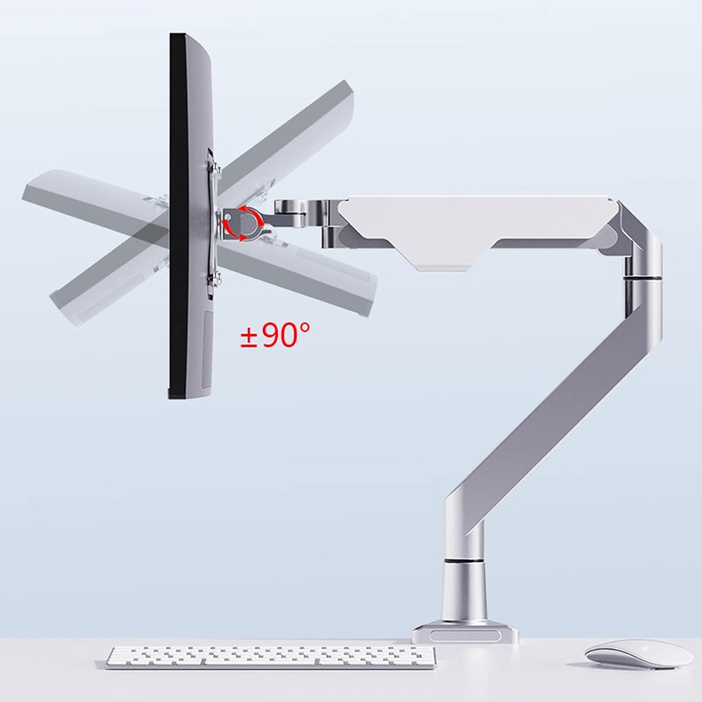 10'-32' Silver Monitor Stand Height-adjustable Single Monitor Desk Mount Full Motion Tilt Rotation Monitor Arm with Clamp and Grommet Base Monitor Arms Stand (Style : A) (A A)