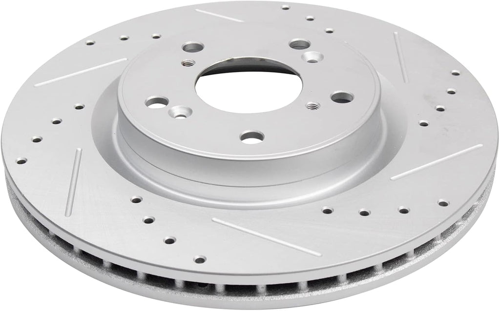 TRQ Performance Front and Rear Brake Rotor Set G Coated Drilled and Slotted Compatible with 2012-2016 Honda CR-V
