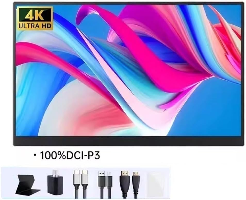 Portable Monitor for Laptop 15.6 Inch Portable Monitor Full HD 4K Resolution 16:9 Multi-Function Extended Screen Portable Gaming Monitor
