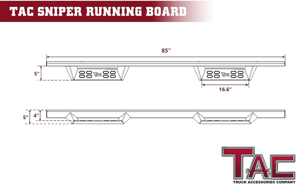 TAC Sniper Running Boards Fit 2019-2026 Ram1500 Crew Cab(Excl. 2019-2024 Ram1500 Classic) 4' Drop Side Steps Nerf Bars Automotive Exterior Accessories Fine Texture Black 2pcs