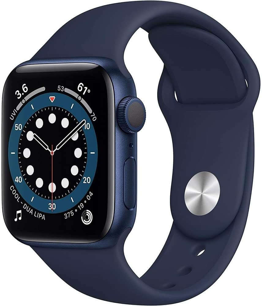 Apple Watch Series 6 (GPS + Cellular, 44mm) - Blue Aluminum Case with Deep Navy Sport Band (Renewed)