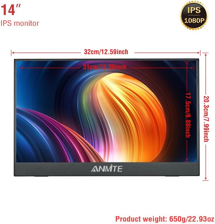 14 inch 4K Portable Monitor HDR 16:9 Low Blue Light for Xbox/ PS5/ 4/ Switch/Mobile Phone/Computer/Laptop Expansion