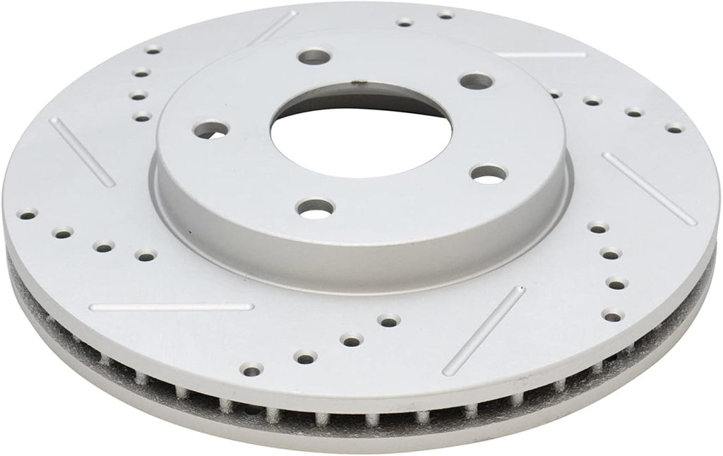 TRQ Performance Front and Rear Brake Rotor Set G Coated Drilled and Slotted Compatible with 2004-2012 Mitsubishi Galant