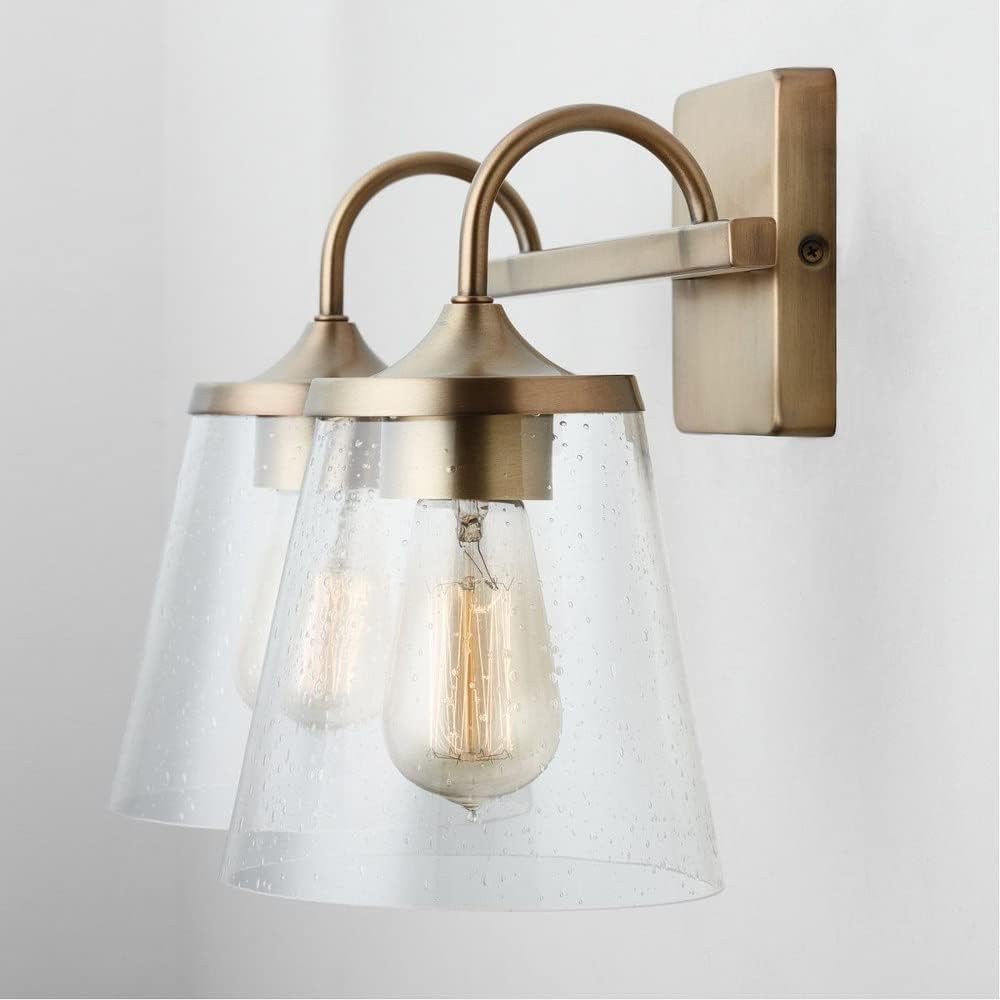 Capital Lighting 139122CH-496 Jayne Mid-Century seeded Cone Glass Bath Vanity Wall Mount, 2-Light 200 Total Watts, 11' H x 15' W, Chrome