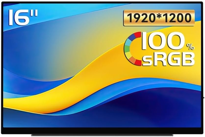 Portable Monitor for Laptop 1920 * 1200 Resolution 16-inch Touch Display 60HZ IPS Secondary Screen for Office Games Portable Gaming Monitor