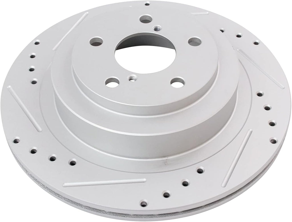 TRQ Performance Front and Rear Brake Rotor Set G Coated Drilled and Slotted Compatible with 2006-2007 Subaru Impreza