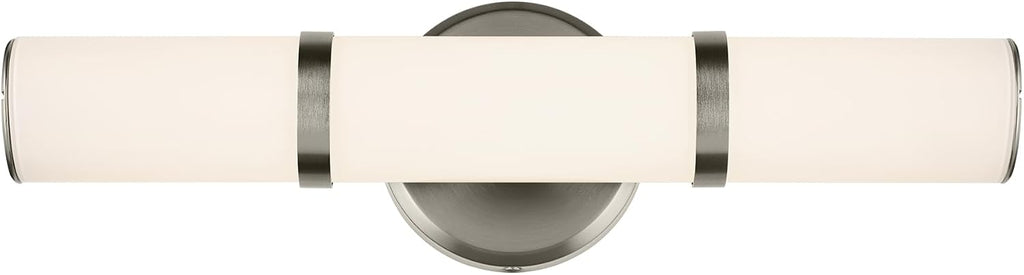 Kichler Rosh 18' LED Bathroom Vanity Light Fixture with White Glass in Brushed Nickel, Modern Minimalist Bath Bar for Mirror, Dimmable (18' W x 5' H), 55187NILED