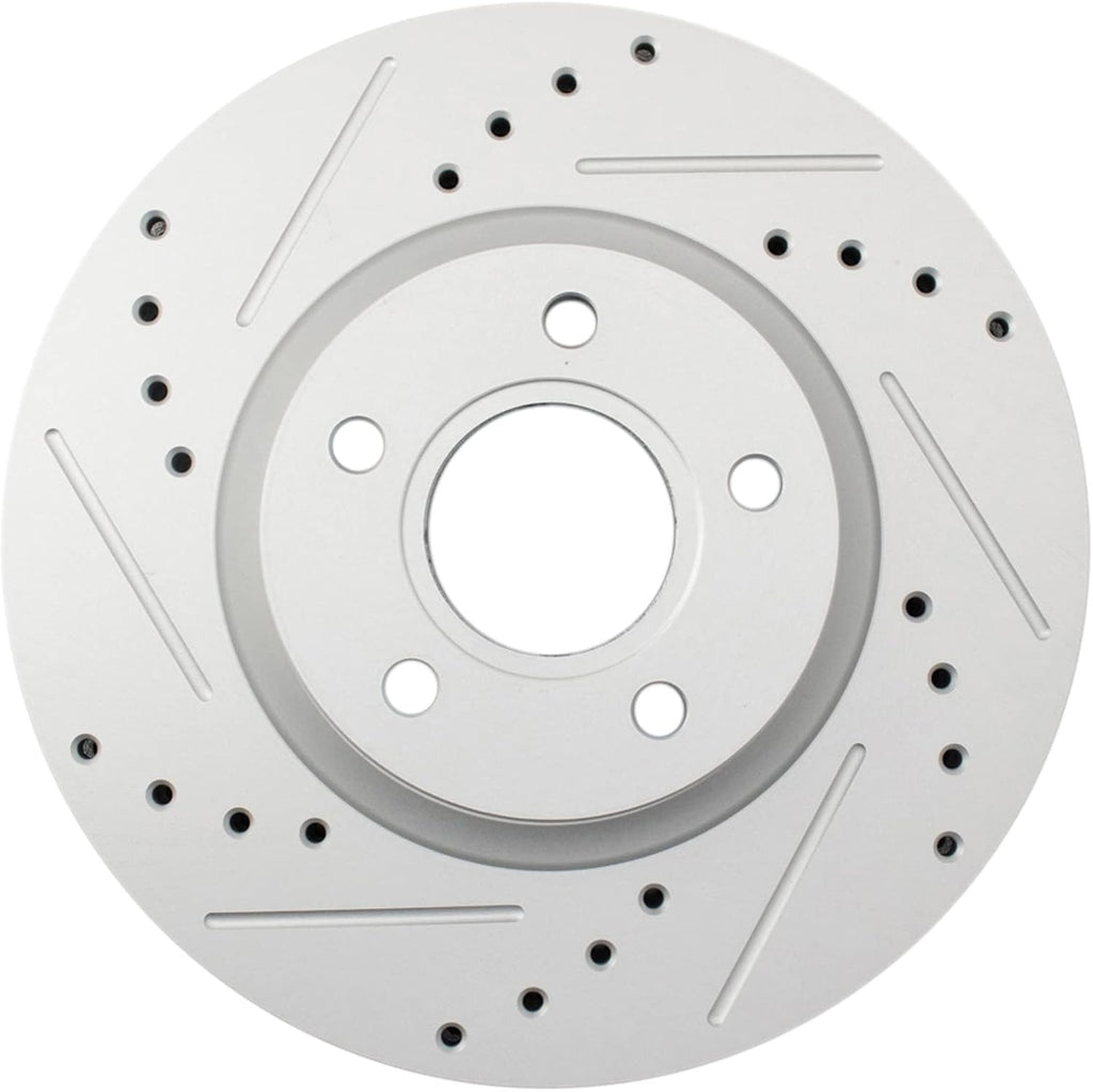 TRQ Performance Front and Rear Brake Rotor Set G Coated Drilled and Slotted Compatible with 2013-2017 Ford C-Max 2013-2016 Escape
