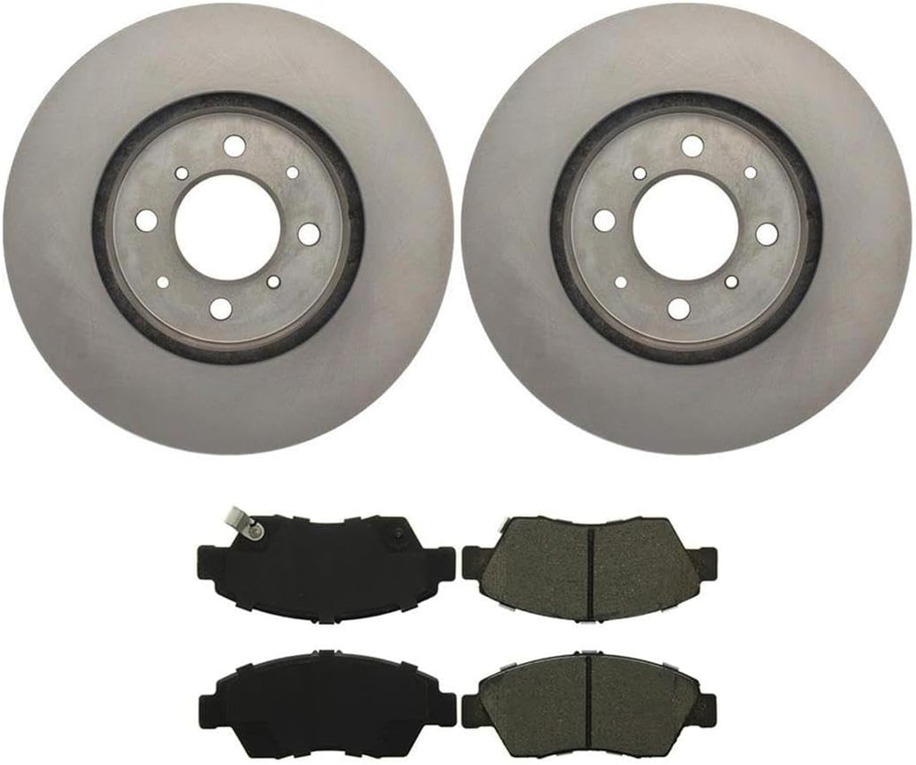 4X Front Brake Kit - Brake Pads and Rotors Kit Automotive Replacement Brake Kits for Honda Civic 1995 1994 1993 for Honda Civic del Sol 1997 1996 1995 1994 for Honda Fit 2008 2007