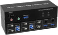 Dual Monitor KVM Switch,DisplayPorts 4K@60Hz DP 1.2 KVM Switch for 2 Computers Share 2 Monitors and 3 USB 3.0 Ports/Audio/Mic(US Plug Adapter)
