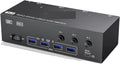 2 Displayport + HDMI USB 3.0 KVM Switch 3 Monitors 3 Computers 8K@60Hz 4K@144Hz Triple Monitor KVM with 4 USB 3.0 Ports(with AU Plug)