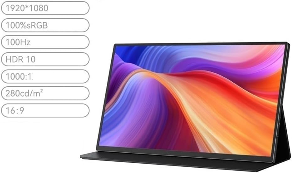 Portable Monitor for Laptop Portable Monitor 1920 * 1080 Full HD 18.5 Inch 100Hz High Refresh Rate Laptop Second Screen Portable Gaming Monitor