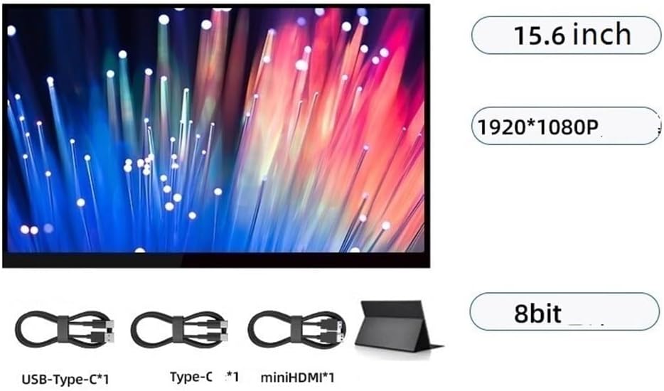 Portable Monitor for Laptop 1080HD Touch 60hz Portable Monitor 15.6 Inch Gaming Audio and Video Computer External Expansion Sub-Screen Portable Gaming Monitor
