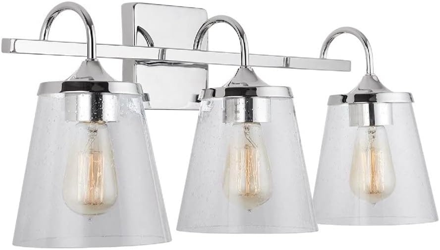 Capital Lighting 139132CH-496 Jayne Mid-Century seeded Cone Glass Bath Vanity Wall Mount, 3-Light 300 Total Watts, 11' H x 24' W, Chrome