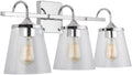 Capital Lighting 139132CH-496 Jayne Mid-Century seeded Cone Glass Bath Vanity Wall Mount, 3-Light 300 Total Watts, 11' H x 24' W, Chrome