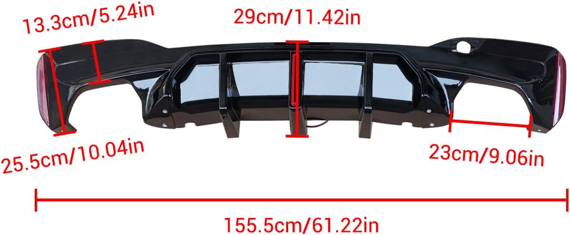 Fit for BMW G30 Rear Diffuser 2017-2023, G31 G38 M5 Sedan 5 Series 530e/530i/540i/550i Rear Bumper Lip W/LED Light, Gloss Black ABS G30 Automotive Exterior Accessories Body Kit