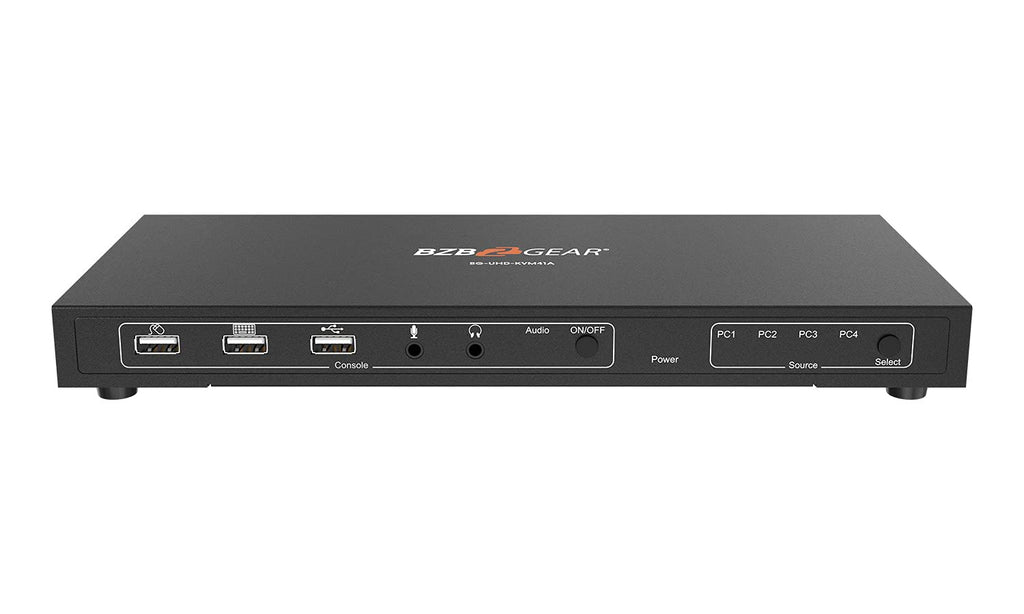 BZBGEAR 4x1 4K UHD KVM Switcher with USB 2.0 Ports for Peripherals and Audio Support - BG-UHD-KVM41A