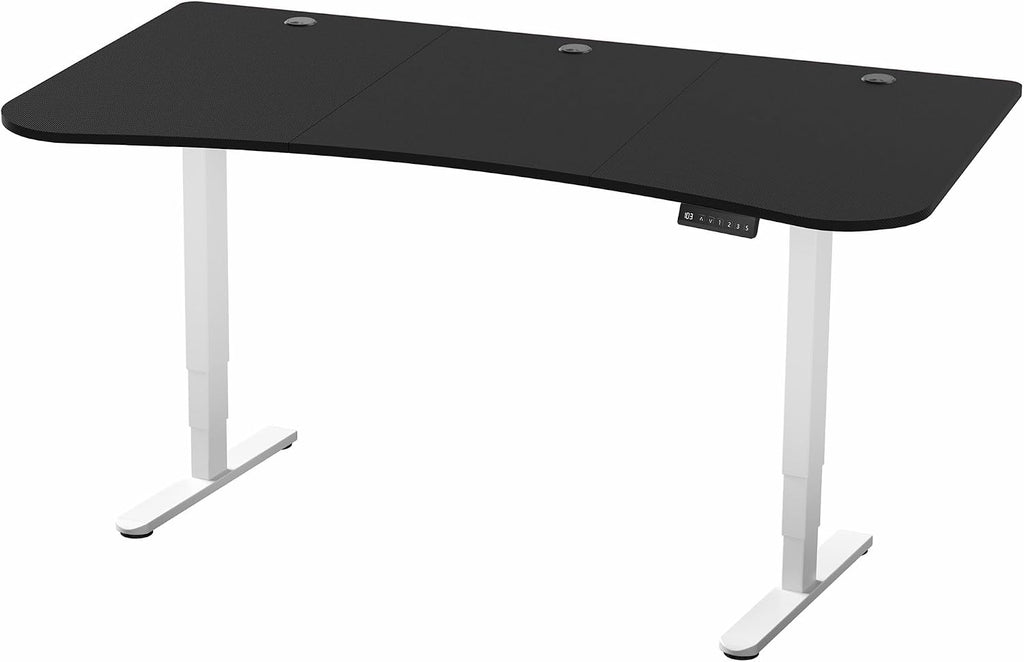 VIVO Electric 63 x 32 in Dual Motor Standing Desk, Memory Height Adjustment, 2B Series, Black Carbon Fiber Top White Frame, DESK-KIT-2W1R