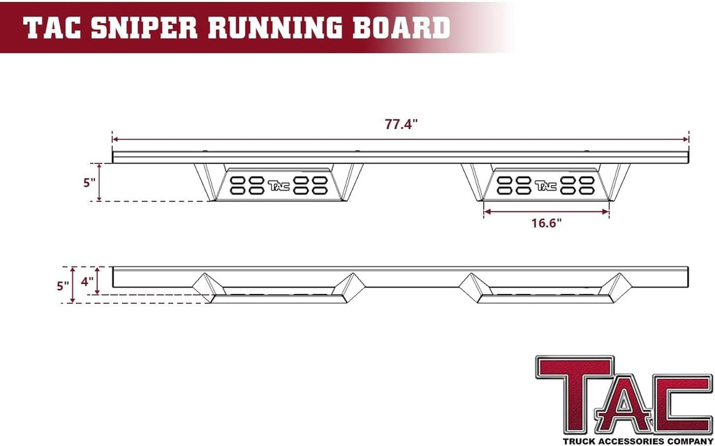 TAC Sniper Running Boards Fit 2005-2026 Nissan Frontier Crew Cab 4' Drop Side Steps Nerf Bars Automotive Exterior Accessories Fine Texture Black 2pcs