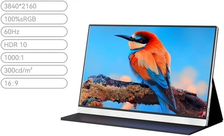Portable Monitor for Laptop 3840 * 2160 Full HD Resolution 60Hz HDR10 Portable Monitor for Office Gaming and Audio-Visual External Display Screen Portable Gaming Monitor