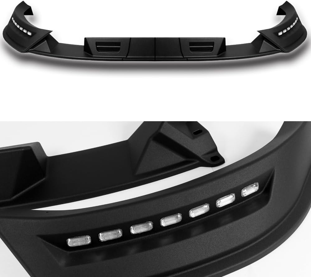 Stay-Tuned, 4PC STP-Style ABS Front Bumper Lip Spoiler Splitter w/LED Sequential Running Light, Compatible with 2017-2019 Nissan Titan, Replacement Exterior Accessory (+ Running Lights)