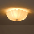 Mid Century Modern Flush Mount Ceiling Light with Milk White Glass Shade, White Flower Ceiling Lamp, 15.74inch Large LED Kitchen & Hallway Ceiling Light Fixture.