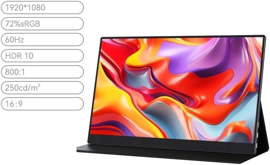 Portable Monitor for Laptop 15-inch Full HD 1080p 60HZ Portable Monitor HDR10 Touch Screen External Portable Gaming Monitor
