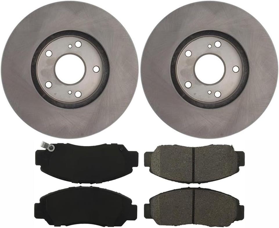 Front Brake Pads and Rotors - Automotive Replacement Brake Kit for Honda Civic 1.8L 2006 2007 2008 2009 2010 2011, for Acura CSX 2.0L 2006 2007 2008 2009 2010 2011