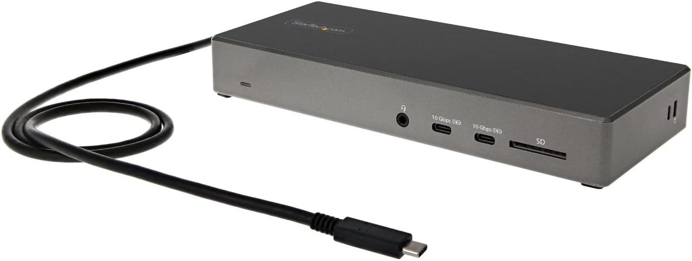 StarTech.com USB C Triple 4K Monitor Docking Station - 100W Power Delivery - DP 1.4 Alt Mode & DSC, 2 DisplayPort/HDMI 2.0-6 USB (2 at 10Gbps), SD - Windows/Chrome (DK31C2DHSPD) - Black & Space Gray