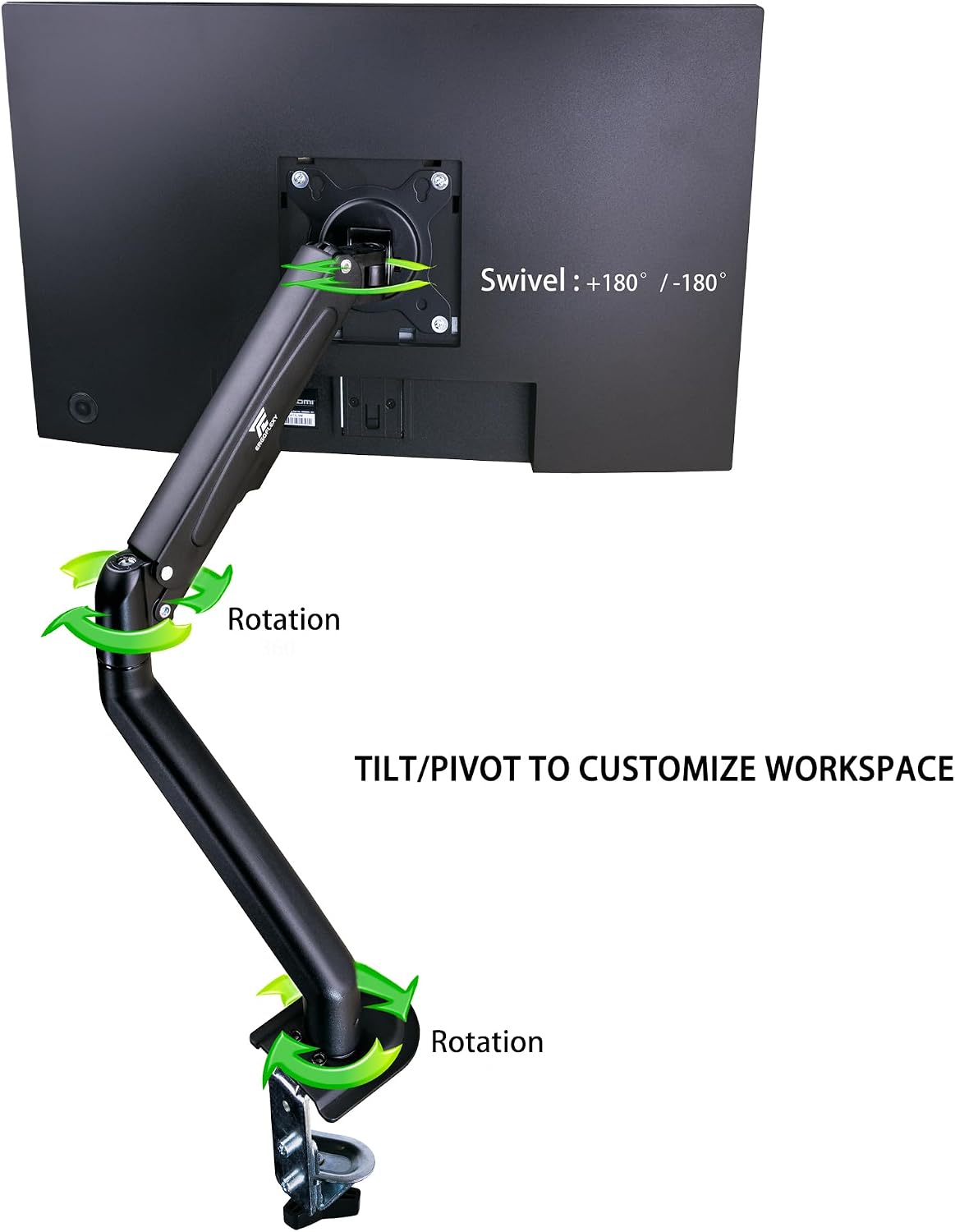 Acer Vero V7 V247 Gbmipx 24' FHD IPS Monitor with 4ms Response Time, Anti-Glare, VESA Mount (100 x 100mm), VGA, HDMI & Black Color (UM.QV7AA.G05) with DKZ Hub & ErgoFlexy Single Monitor Mount