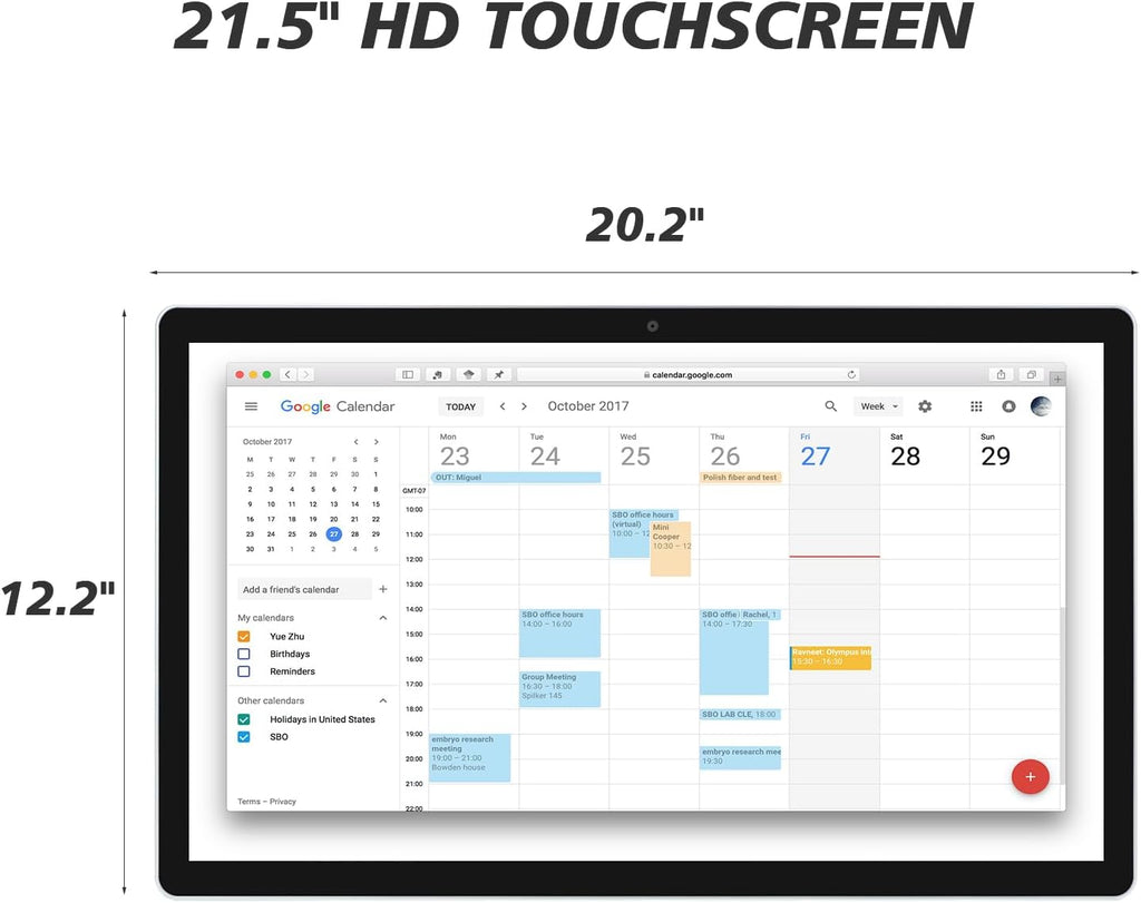 Large Touchscreen Monitor Digital Electronic Calendar, Downloadable APP,10-Point Touch,16:9 Display, Android 13 with 8GB RAM & 128GB ROM,Perfect for Office, Business, and Home (21.5 inch)