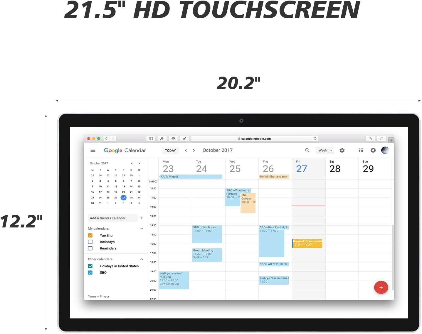 Large Touchscreen Monitor Digital Electronic Calendar, Downloadable APP,10-Point Touch,16:9 Display, Android 13 with 8GB RAM & 128GB ROM,Perfect for Office, Business, and Home (21.5 inch)