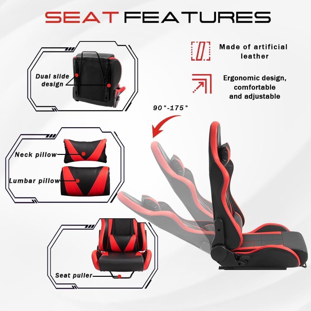 Marada Racing Simulator Cockpit with Comfort Gaming Seat Fit for Logitech G923 G920 G27 G29, for Thrustmaster T300, for Fanatec,Pro Sim Driving Race Stand Mountable Monitor Stand, No Shift Wheel Pedal