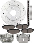 cciyu Front Left & Right Disc Brake Kits with Brake Calipers - 2 Brake Rotors 4 Ceramics Pads 2 Calipers With Bracket 2006-2011 For Honda For Civic