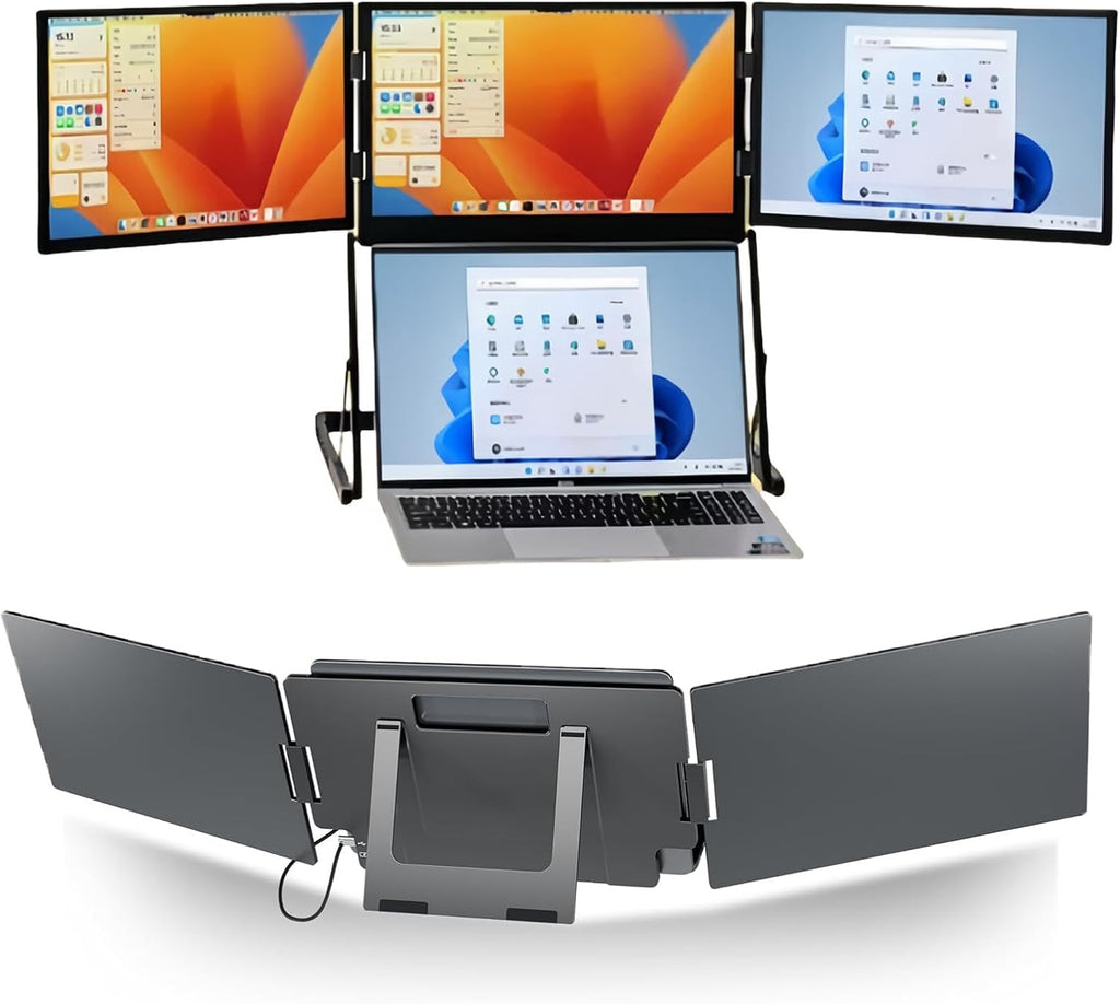 Upgraded 3rd Triple Aero 15.6 Pro Max 3 Screen Monitor, 15.6' Fhd 3 Screen Display with USB-C HDMI, Laptop Multi-Screen Extender,Triple Portable Mon