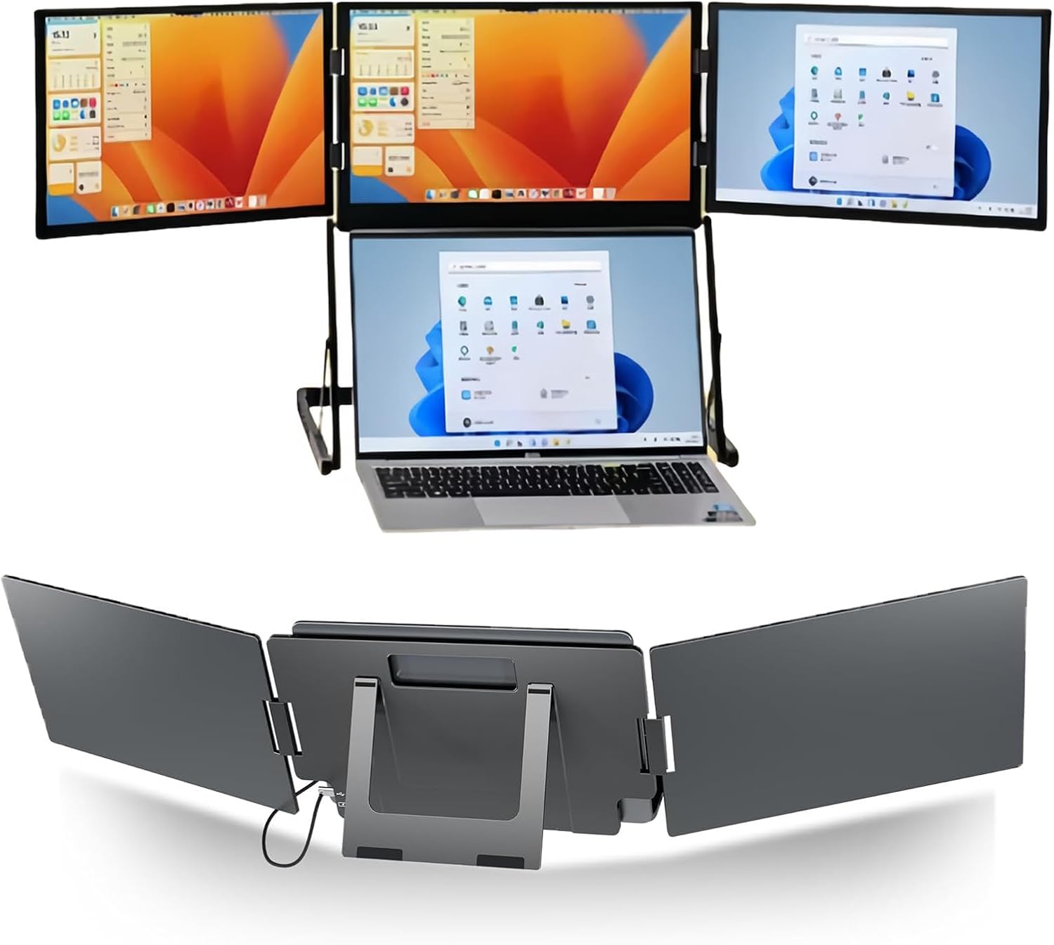 Upgraded 3rd Triple Aero 15.6 Pro Max 3 Screen Monitor, 15.6' Fhd 3 Screen Display with USB-C HDMI, Laptop Multi-Screen Extender,Triple Portable Mon