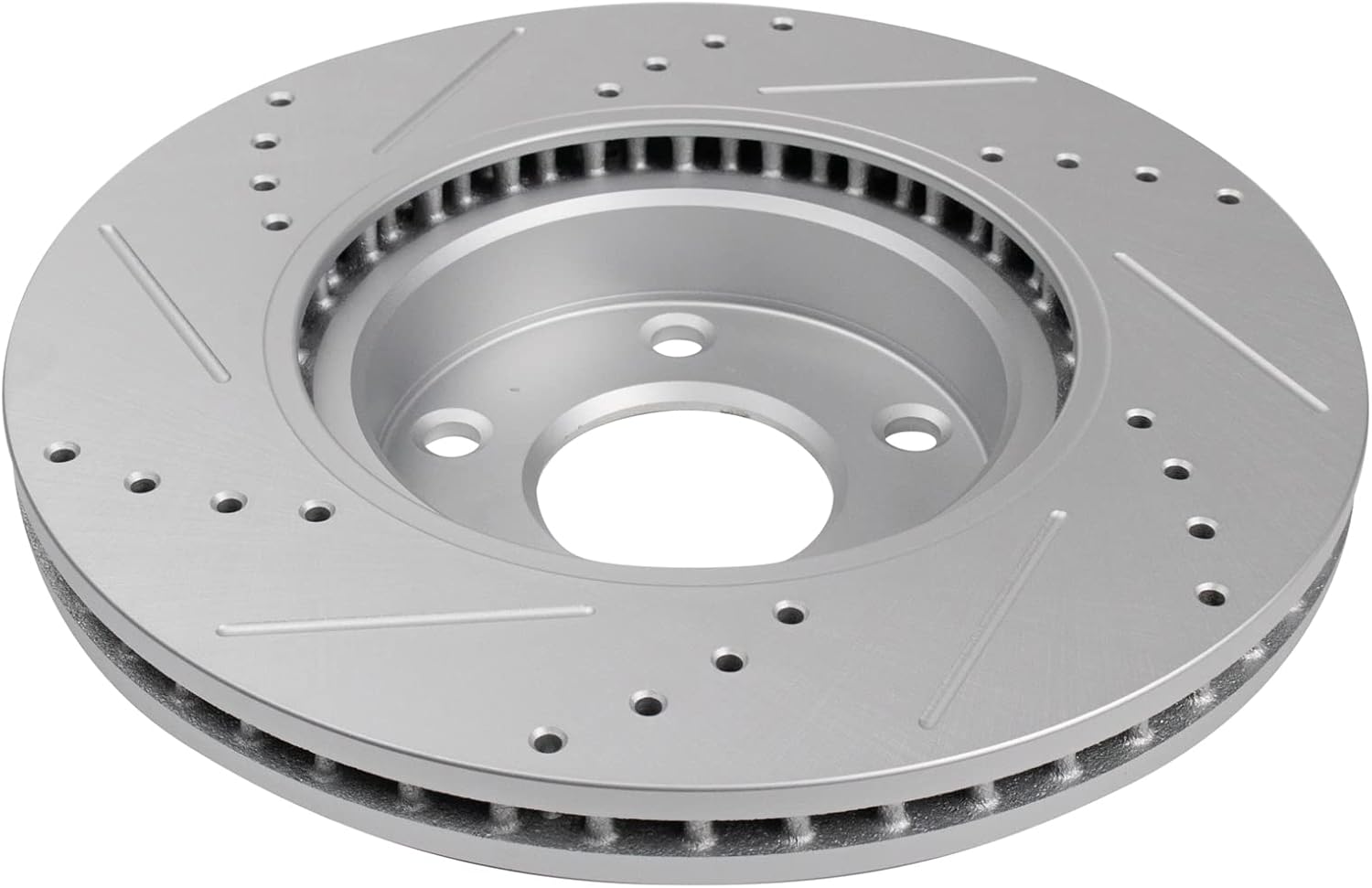 TRQ Performance Front and Rear Brake Rotor Set G Coated Drilled and Slotted Compatible with 2014-2018 Mazda 3 2019-2021 Mazda CX-3